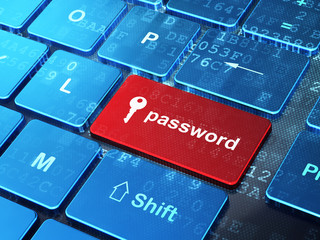 Fototapeta premium Safety concept: Key and Password on computer keyboard background