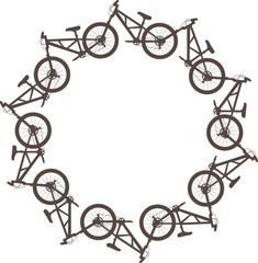 Obraz premium Vector illustration with bikes in a circle