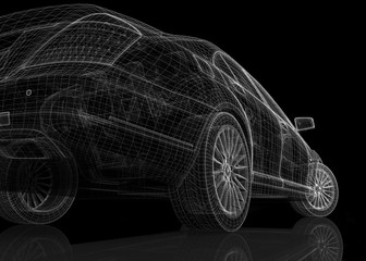 Fototapeta na wymiar Car 3D model body structure