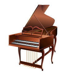 Fototapeta premium Classical clavecin, isolated on white background