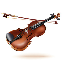 Classical violin, isolated on white background