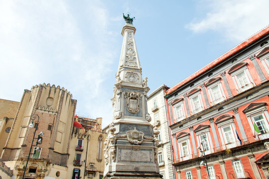 The Immacolata obelisk in Naples, Italy