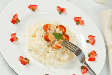 risotto con capesante