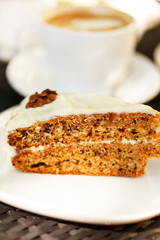carrot cake with coffee
