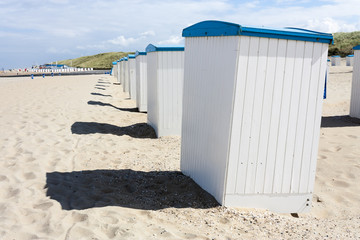 Fototapeta na wymiar Beach huts along the North Sea in the Netherlands
