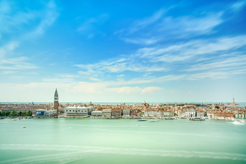 Venice aerial view, Piazza San Marco and Doge Palace. Italy