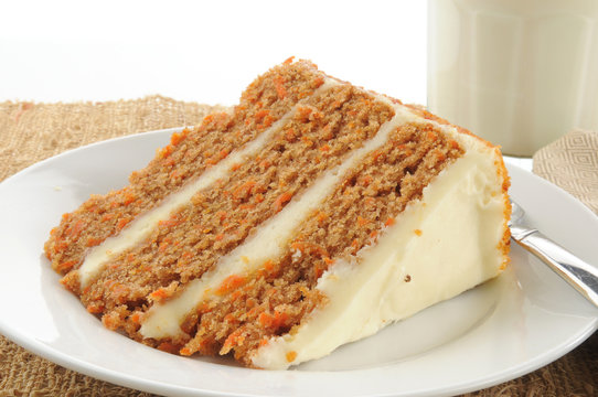 Gourmet carrot cake with a glass of milk