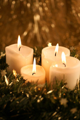Holiday candles with copy space