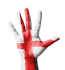 Open hand raised, multi purpose concept, England flag painted