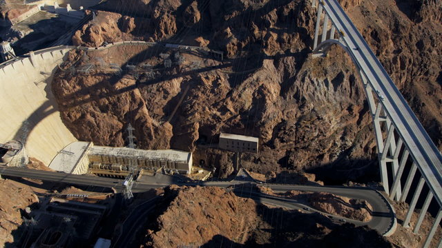 Aerial view Hoover Dam Bypass Project on US 93, USA