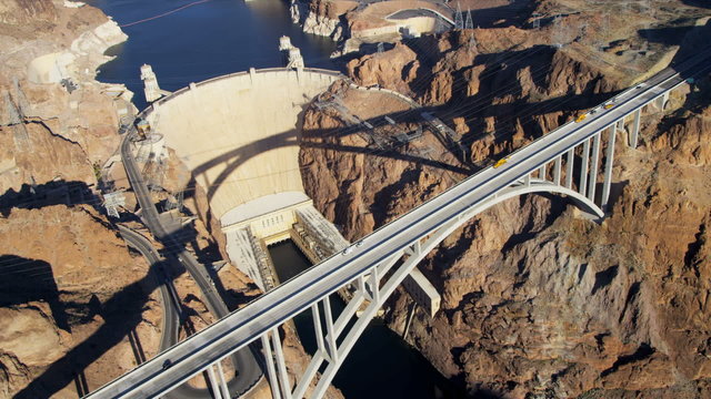 Aerial view Hoover Dam Bypass Project on US 93, USA