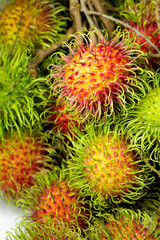 group of fresh rambutan red skin