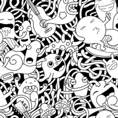 Naklejka premium Funny monsters seamless pattern