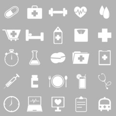 Health icons on gray background