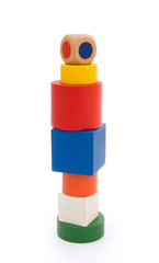 different colors and shapes wooden blocks with clipping path