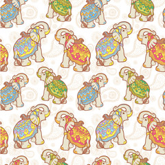 Indian elephant seamless pattern