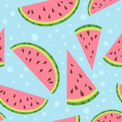 Wall murals Watermelon Watermelon vector colorful seamless pattern