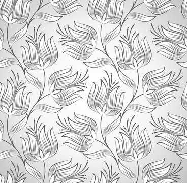 Silver Seamless Flower Wallpaper