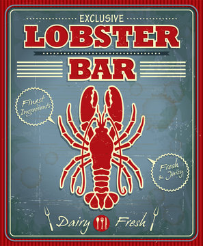 Vintage lobster bar poster design