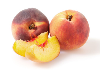 Peaches isolated on white background