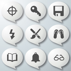 White 3d icons 3d icons set icon collection vector illustration