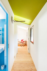 Beautiful modern house, view from the corridor