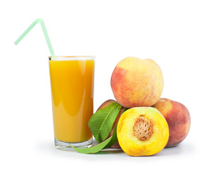 Fototapeta premium Peaches and glass with juice