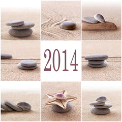 2014, collage sable et galets