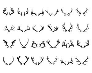 Collection of different silhouettes of deer antlers, vector