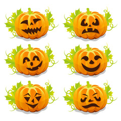 set of pumpkins for Halloween