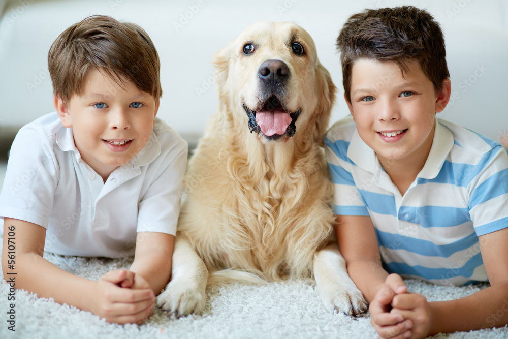 Sticker Boys with dog