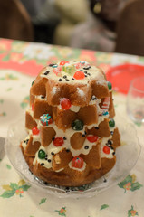 Pandoro italian christmas cake on a table