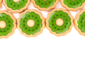 Background of biscuit with kiwi jam.