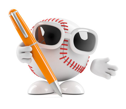 Baseball is writing with a pen
