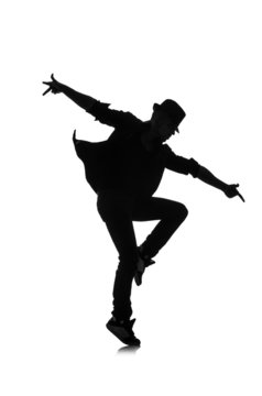 recommend clip art: silhouette of male dancer isolated on white