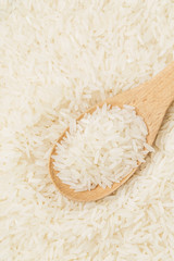 White rice on teaspoon