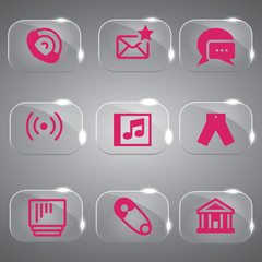 Glass icons vector icon set icons web collection Illustration