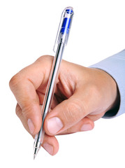 Man's hand with a pen
