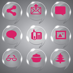 Glass icons vector icon set icons web collection Illustration