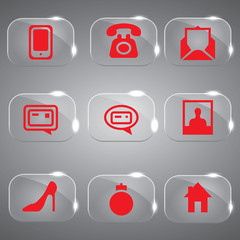 Glass icons vector icon set icons web collection Illustration