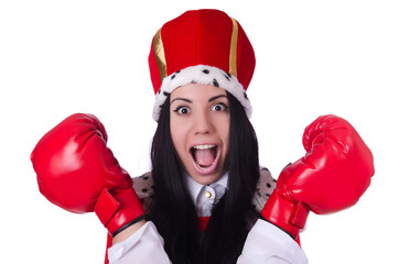 Woman queen with boxing gloves