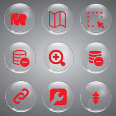 Glass icons vector icon set icons web collection Illustration
