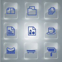 Glass icons vector icon set icons web collection Illustration