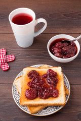 Toast with strawberry jam