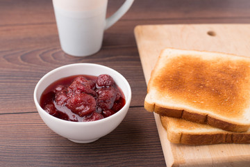 Toast and strawberry jam