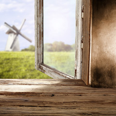 window sill and mill background