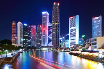 Foto op Plexiglas Singapore city skyline at night © leungchopan