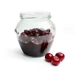 Jars of jam and cherry.