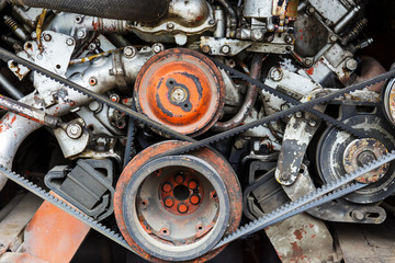 Vehicle engine close up