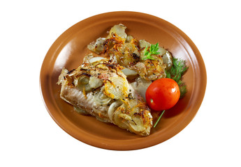 baked .perch   with potatoe